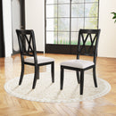 Dining Chairs Set of 2 Kitchen Side Chairs with Curved Cross Back-Beige