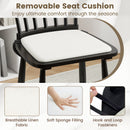 Dining Chairs Set of 2 Farmhouse Solid Rubber Wood Windsor Chairs with Removable Seat Cushions-Black