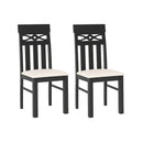 Dining Chairs Set of 2 High Back Dining Room Chairs with Padded Seat and Rubber Wood Frame-Black