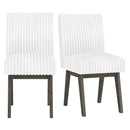 Dining Chairs Set of 2 Fabric Upholstered Kitchen Chairs with Padded Seatand Rubber Wood Legs-White+Grey