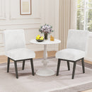 Dining Chairs Set of 2 Fabric Upholstered Kitchen Chairs with Padded Seatand Rubber Wood Legs-White+Grey