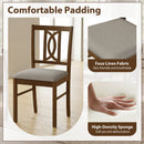 Dining Chairs Set of 2 Rubber Wood Dining Room Chairs with Hollowed Backrest-Walnut