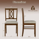 Dining Chairs Set of 2 Rubber Wood Dining Room Chairs with Hollowed Backrest-Walnut