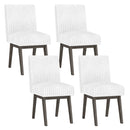 Dining Chairs Set of 4 Fabric Upholstered Kitchen Chairs with Padded Seat and Rubber Wood Legs-White+Gray