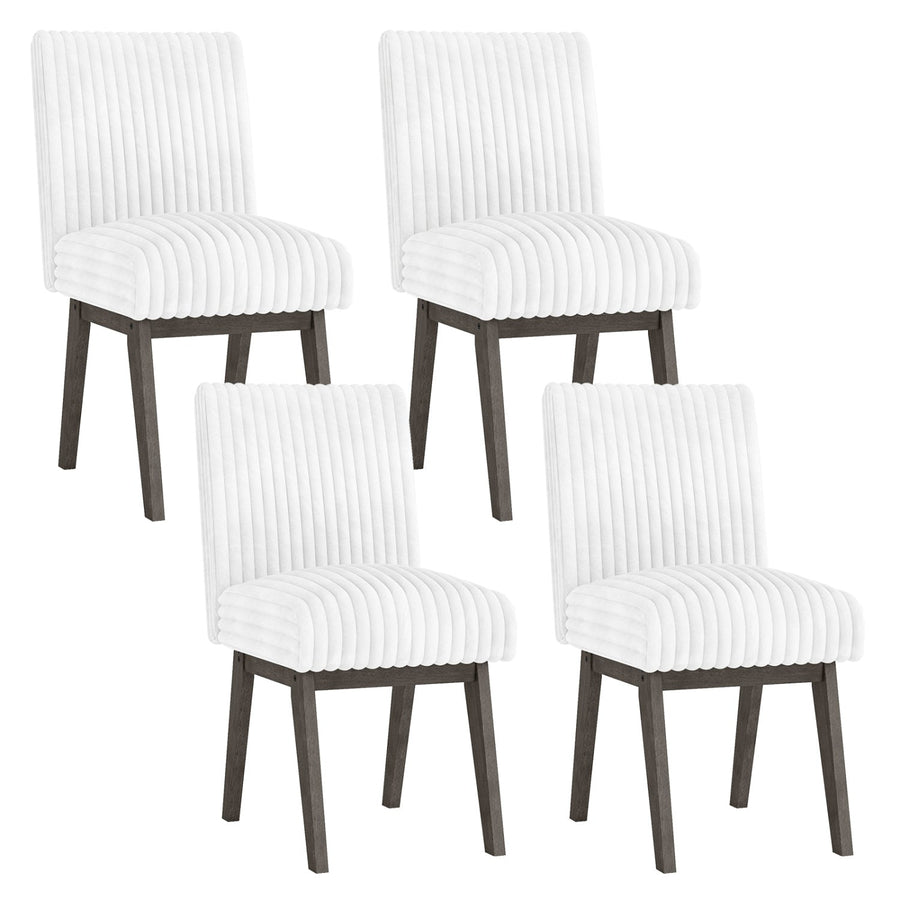 Dining Chairs Set of 4 Fabric Upholstered Kitchen Chairs with Padded Seat and Rubber Wood Legs-White+Gray