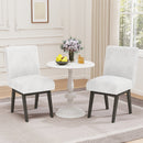 Dining Chairs Set of 4 Fabric Upholstered Kitchen Chairs with Padded Seat and Rubber Wood Legs-White+Gray