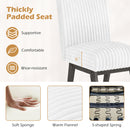 Dining Chairs Set of 4 Fabric Upholstered Kitchen Chairs with Padded Seat and Rubber Wood Legs-White+Gray