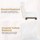 Dining Chairs Set of 4 Fabric Upholstered Kitchen Chairs with Padded Seat and Rubber Wood Legs-White+Gray