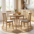Dining Chairs Set of 2 Fabric Upholstered Kitchen Armless Chairs with Rubber Wood Frame