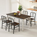 Dining Chairs Set of 4 with Slatted Backrest & Metal Frame