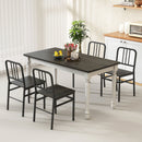 Dining Chairs Set of 4 with Slatted Backrest & Metal Frame