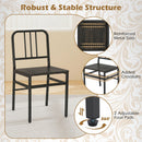 Dining Chairs Set of 4 with Slatted Backrest & Metal Frame