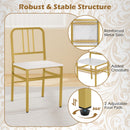 Dining Chairs Set of 4 with Slatted Backrest & Metal Frame