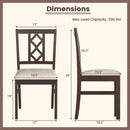 Dining Room Chairs Set of 2 Rubber Wood Dining Chairs with Hollowed Backrest-Brown