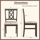 Dining Room Chairs Set of 2 Rubber Wood Dining Chairs with Hollowed Backrest-Brown