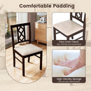 Dining Room Chairs Set of 2 Rubber Wood Dining Chairs with Hollowed Backrest-Brown