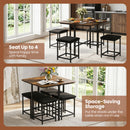 5-Piece Dining Table Set with 4 Upholstered Stools