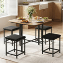 5-Piece Dining Table Set with 4 Upholstered Stools