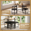 5-Piece Dining Table Set with 4 Upholstered Stools