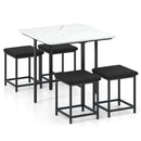 5-Piece Dining Table Set with 4 Upholstered Stools