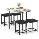 5-Piece Dining Table Set with 4 Upholstered Stools
