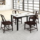 45 Inch Rectangular Mid Century Dining Table with Faux Marble Tabletop for 4 People-Black & White