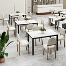 45 Inch Rectangular Mid Century Dining Table with Faux Marble Tabletop for 4 People-Black & White