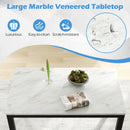 45 Inch Rectangular Mid Century Dining Table with Faux Marble Tabletop for 4 People-Black & White