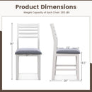 Wooden Dining Chair Set of 2 with Rubber Wood Frame and Padded Cushion