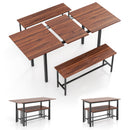 3-Piece Extendable Dining Table Set with 2 Benches