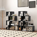 5-Tier S-Shaped Bookshelf Geometric Z-Shelf Bookcase with Open Cubes