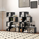 5-Tier S-Shaped Bookshelf Geometric Z-Shelf Bookcase with Open Cubes