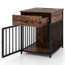 Dog Crate Furniture for Small Dogs Wooden Puppy Kennel with Charging Station-Rustic Brown