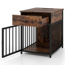 Dog Crate Furniture for Small Dogs Wooden Puppy Kennel with Charging Station-Rustic Brown