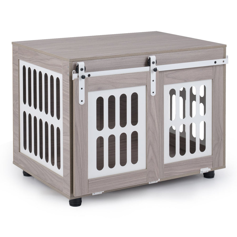Dog Crate Furniture with Sliding Barn Door for Small Medium Dogs