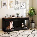 Dog Crate Furniture Indoor Modern Dog Kennel with Divider 3 Drawers and Pull-out Feeder