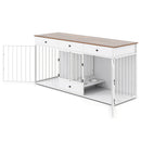 Dog Crate Furniture Indoor Modern Dog Kennel with Divider 3 Drawers and Pull-out Feeder