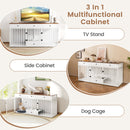 Dog Crate Furniture Indoor Modern Dog Kennel with Divider 3 Drawers and Pull-out Feeder
