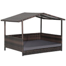 Wicker Dog House with Waterproof Roof and Washable Cushion Cover