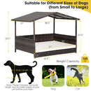 Wicker Dog House with Waterproof Roof and Washable Cushion Cover