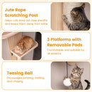 Door Hanging Cat Climber 4-level Height Adjustable with Plush Bed