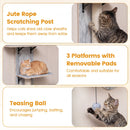 Door Hanging Cat Climber 4-level Height Adjustable with Plush Bed