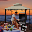 Outdoor Double-Tiered Grill Gazebo Canopy with 2 Shelves and 7 Hooks