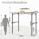 Outdoor Double-Tiered Grill Gazebo Canopy with 2 Shelves and 7 Hooks