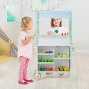 Double-sided Pretend Play Kitchen with Remote Control and LED Light Bars-Green