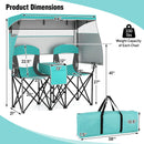 Double Beach Chair with Adjustable Canopy and 3 -Side Shading Curtains