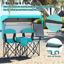 Double Beach Chair with Adjustable Canopy and 3 -Side Shading Curtains