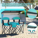 Double Beach Chair with Adjustable Canopy and 3 -Side Shading Curtains