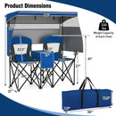 Double Beach Chair with Adjustable Canopy and 3 -Side Shading Curtains