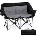 Double Camping Chair with Cup Holders Glass Racks and Mesh Pockets